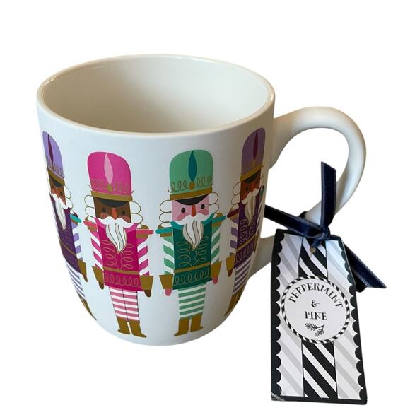 2pc Peppermint & Pine Christmas NUTCRACKER Soft Touch Mugs Pop of Color Holiday - Picture 12 of 13